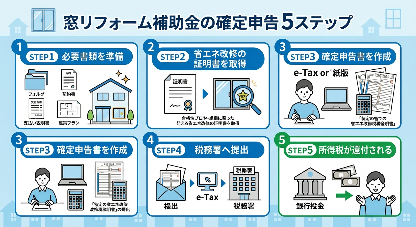 窓リフォーム補助金と確定申告|減税の受け方・必要書類・手順を解説