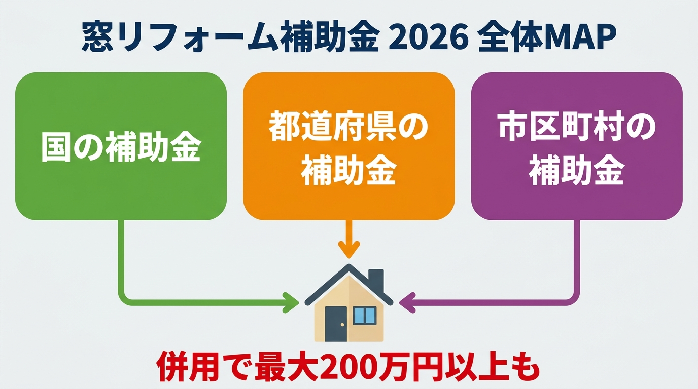 窓リフォーム補助金2026 総まとめ|国・自治体の全制度と申請手順をわかりやすく解説