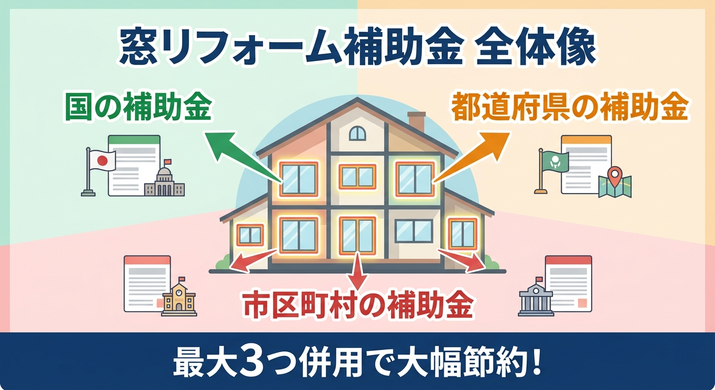 窓リフォーム補助金2026|全制度の金額・条件・申請手順をやさしく解説【初心者向け】
