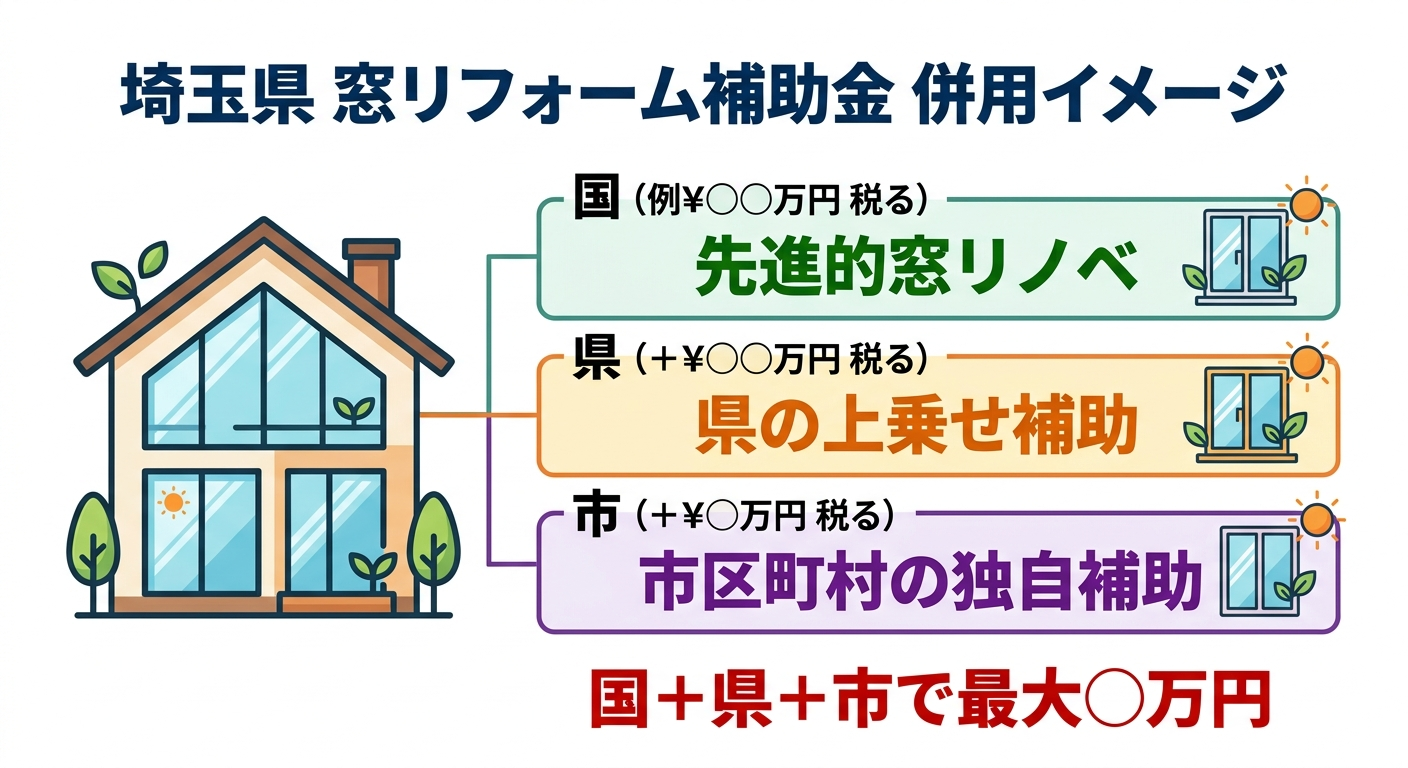 埼玉県 窓リフォーム補助金2026｜県＋市区町村の上乗せ一覧と最大補助額シミュレーション