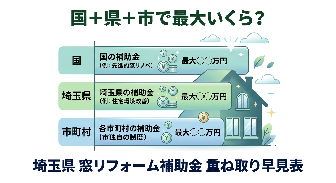 窓リフォーム補助金 埼玉県2026|市区町村の上乗せ一覧と最大補助額シミュレーション