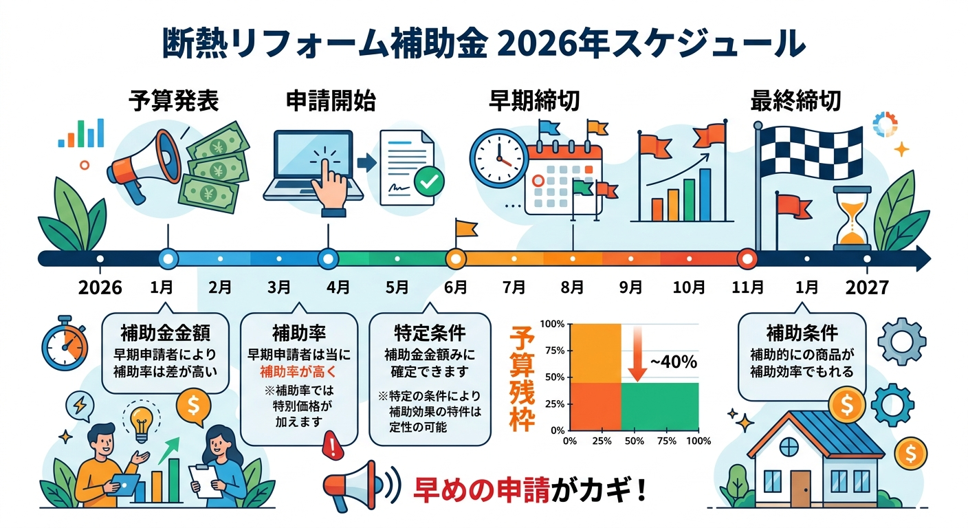断熱リフォーム補助金2026はいつまで？申請締切・予算残枠・駆け込み対策を徹底解説