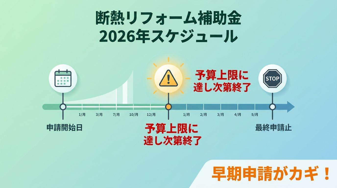 断熱リフォーム補助金2026はいつまで?申請締切・予算残枠・駆け込み注意点を徹底解説