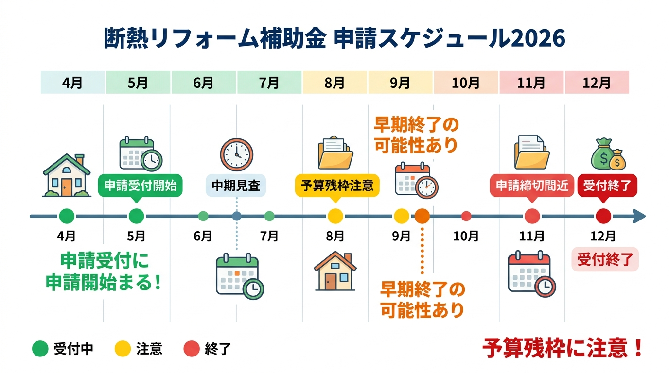 断熱リフォーム補助金2026はいつまで?申請締切・予算残枠・駆け込み対策を徹底解説