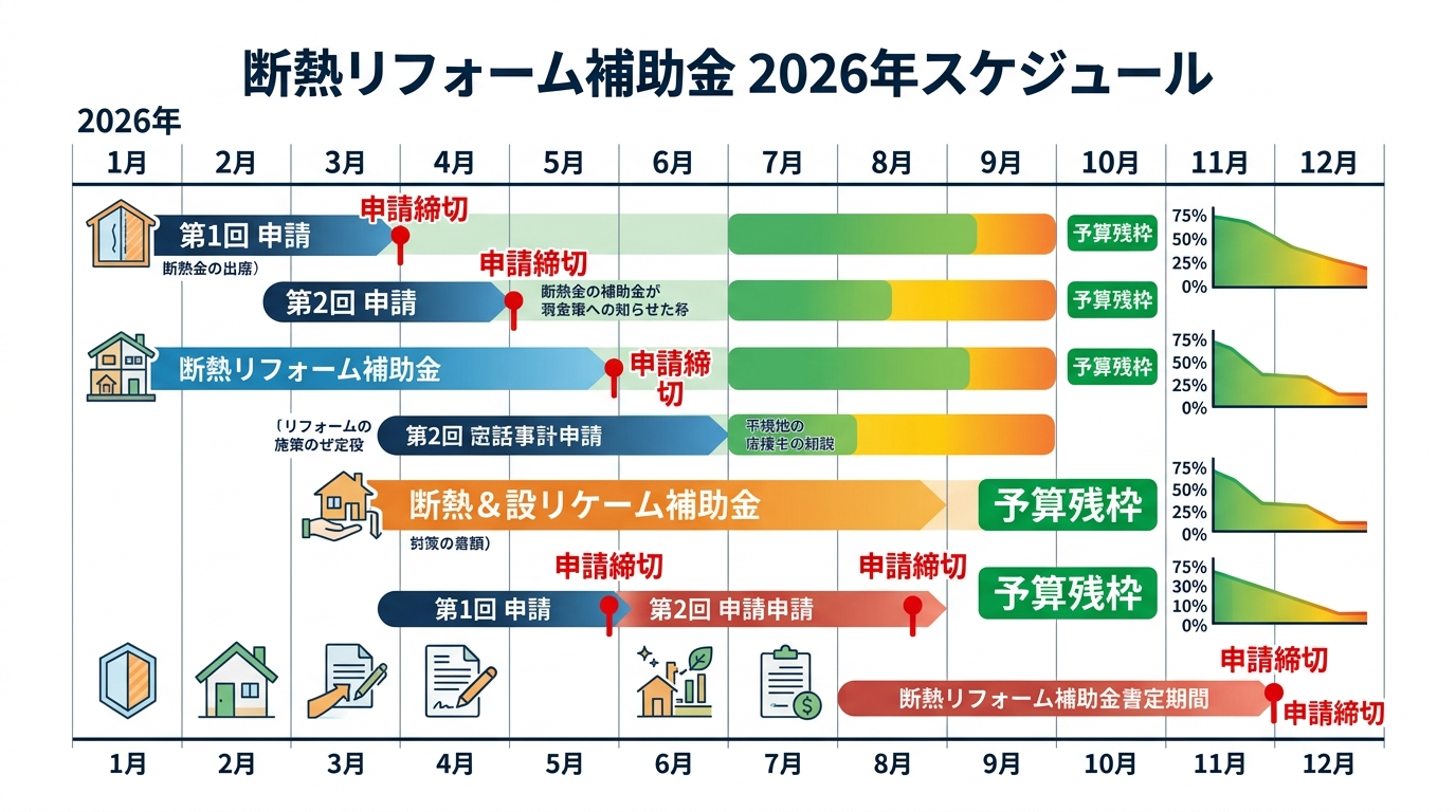 断熱リフォーム補助金はいつまで？2026年の申請締切・予算残枠・駆け込み対策を徹底解説