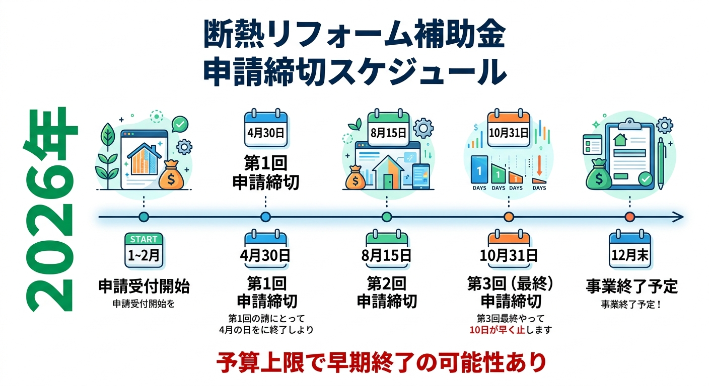 断熱リフォーム補助金2026はいつまで?申請締切・予算残枠・駆け込み対策を徹底解説