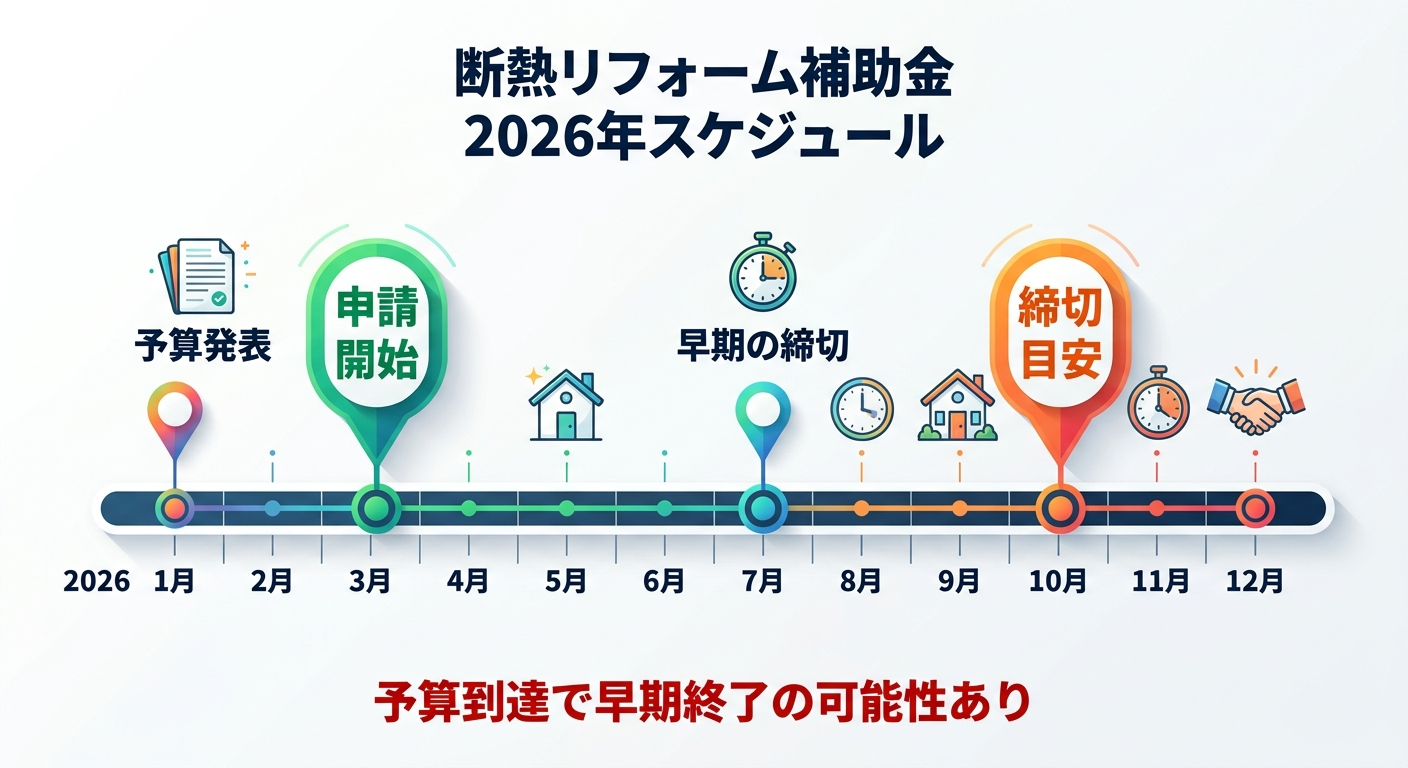 断熱リフォーム補助金2026はいつまで？申請締切・予算残枠・駆け込み対策を徹底解説