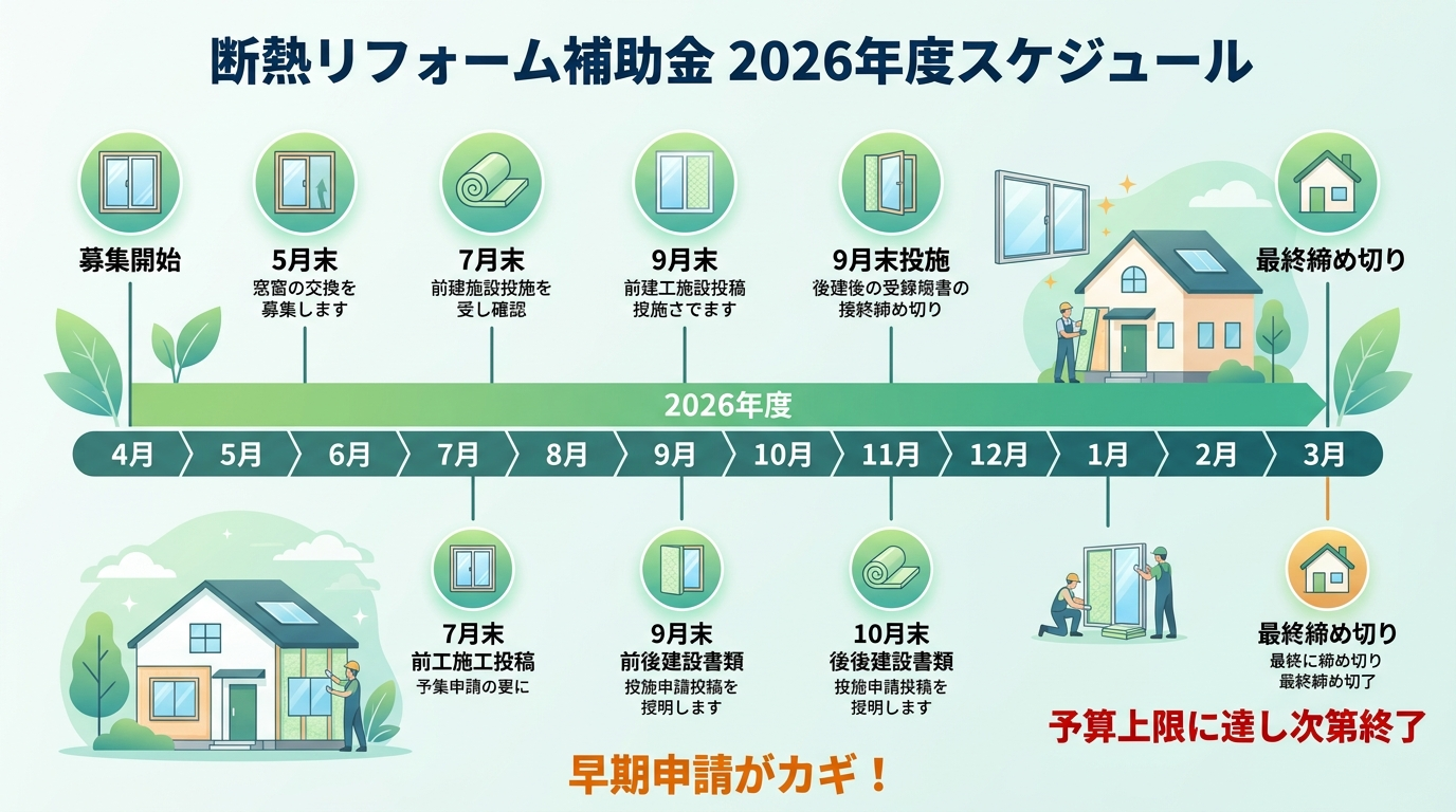 断熱リフォーム補助金2026はいつまで?申請締切・予算残枠・駆け込み対策を徹底解説