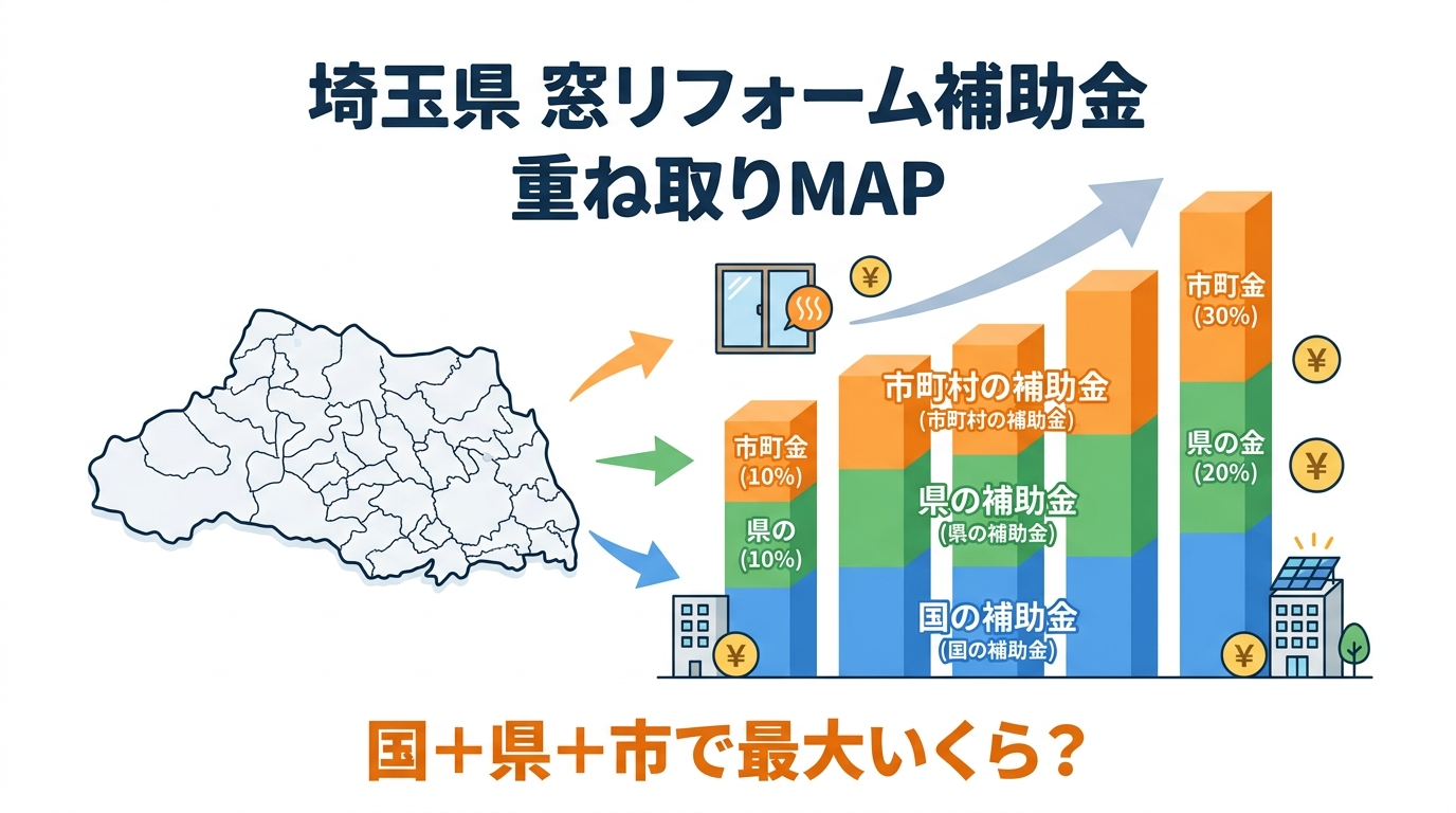 埼玉県 窓リフォーム補助金2026｜県＋市区町村の上乗せ一覧と最大補助額シミュレーション